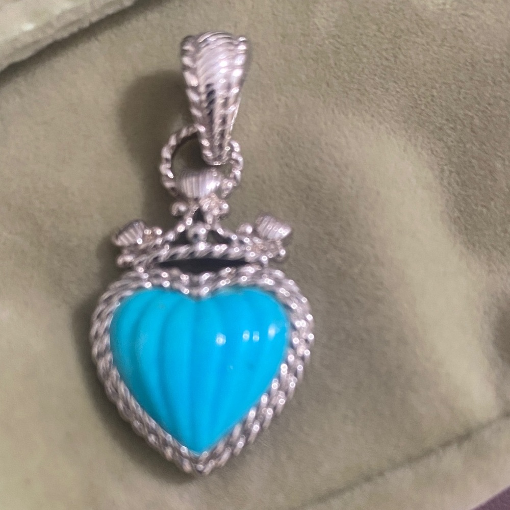 Judith Ripka Silver and Turquoise Heart pendant